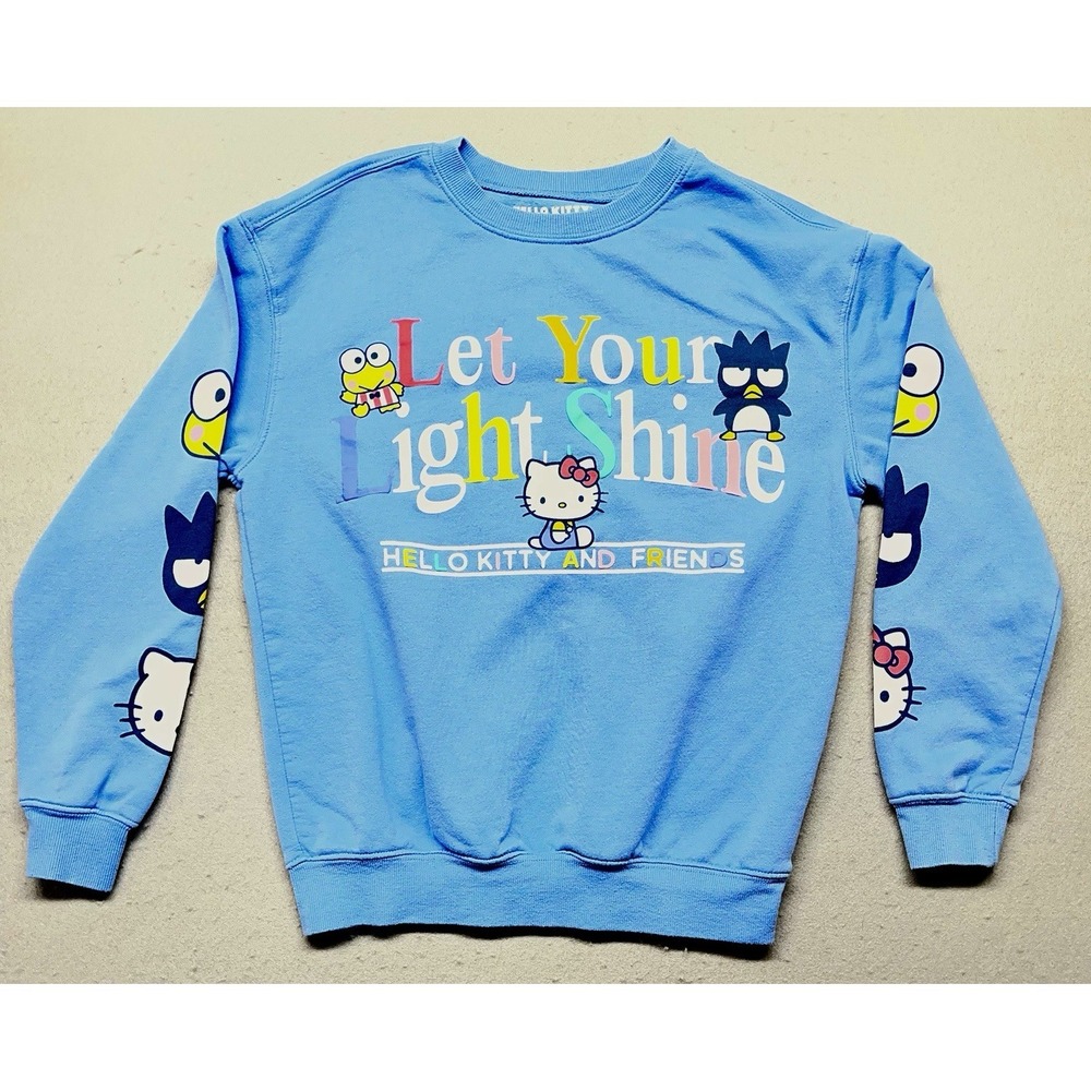 Hello Kitty & Friends Crewneck Sweatshirt XS Blue Sanrio Let Your Light Shine